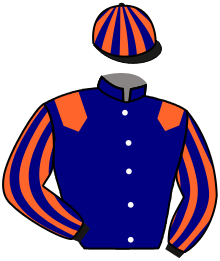 casaque portée par Seguy V. jockey du cheval de course SIRJAN, information pmu ZETURF