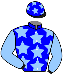 casaque portée par Bourgeais A. jockey du cheval de course HUTTON, information pmu ZETURF