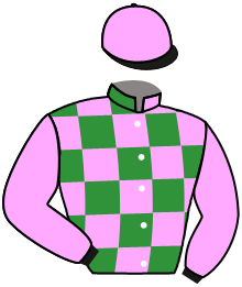 casaque portée par Pouchin A. jockey du cheval de course BEVAN, information pmu ZETURF