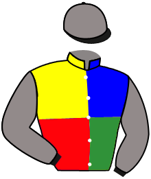 casaque portée par Breux S. jockey du cheval de course ANGELY DE CLUNY, information pmu ZETURF