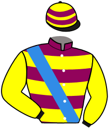 casaque portée par Dubourg P. jockey du cheval de course LOVELY JAP, information pmu ZETURF