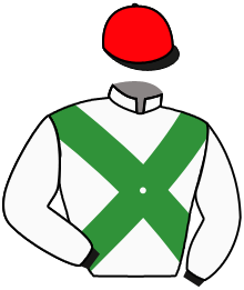 casaque portée par Mekouche Mlle A. jockey du cheval de course JOBURG PONTADOUR, information pmu ZETURF
