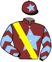 casaque portée par Mme Nahuell Masselis jockey du cheval de course FINEHA, information pmu ZETURF