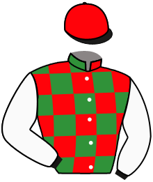 casaque portée par Seguy V. jockey du cheval de course SHARGHA, information pmu ZETURF