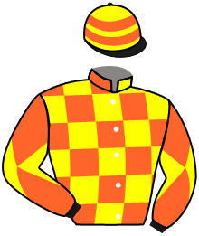 casaque portée par Corallo E. jockey du cheval de course CHAMPAGNE DANCER, information pmu ZETURF