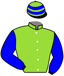 casaque portée par Foulon M. jockey du cheval de course RUNANDFLY, information pmu ZETURF