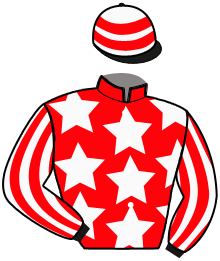 casaque portée par Charlot M. X. jockey du cheval de course LE GRAND BORNAND, information pmu ZETURF