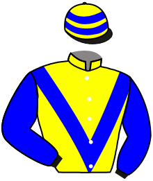 casaque portée par Marie Benj. jockey du cheval de course BULLES DES ANGES, information pmu ZETURF
