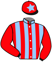 casaque portée par Bachelot T. jockey du cheval de course BRAVO BAY, information pmu ZETURF