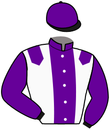 casaque portée par Lebrec T. jockey du cheval de course KHAGNES, information pmu ZETURF