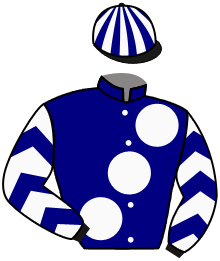 casaque portée par Bass Geo. jockey du cheval de course CERTAIN LAD, information pmu ZETURF