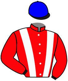casaque portée par Madamet A. jockey du cheval de course LE COMBAT CONTINUE, information pmu ZETURF