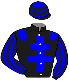 casaque portée par Clairet T. jockey du cheval de course JYSKO DE GODREL, information pmu ZETURF