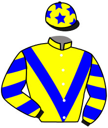 casaque portée par Poggionovo Mme Lau. jockey du cheval de course SIETE MISTERIOS, information pmu ZETURF