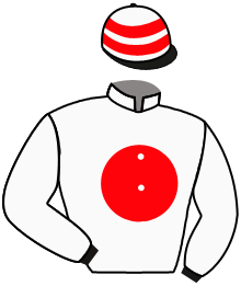 casaque portée par Grosbois Chr. jockey du cheval de course CHIVATOR, information pmu ZETURF