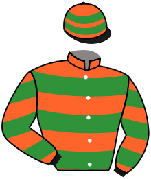 casaque portée par Velon Mlle M. jockey du cheval de course WICKBURY, information pmu ZETURF