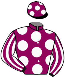 casaque portée par Piccone T. jockey du cheval de course AL UQDA, information pmu ZETURF
