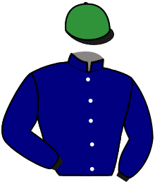 casaque portée par Berthault F. jockey du cheval de course ILLUSTRE BLUE, information pmu ZETURF