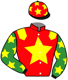casaque portée par Acina D. jockey du cheval de course IGGY DE VAUVERT, information pmu ZETURF