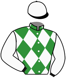casaque portée par Marie Benj. jockey du cheval de course GOLDEN EGGHEN, information pmu ZETURF