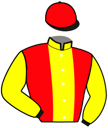 casaque portée par Guenet Mme B. jockey du cheval de course HYPERION DU BOCAGE, information pmu ZETURF