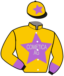 casaque portée par Flandrin B. jockey du cheval de course WIKINGER, information pmu ZETURF