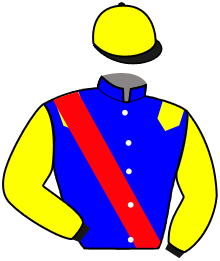 casaque portée par Brochard M. jockey du cheval de course LUGANO, information pmu ZETURF