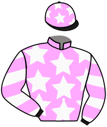 casaque portée par Madamet A. jockey du cheval de course MAGIC STARS, information pmu ZETURF