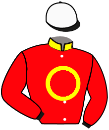 casaque portée par De Cubber Sie. jockey du cheval de course LE CAP DU ROEN, information pmu ZETURF