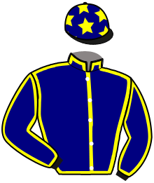 casaque portée par Kalek F. jockey du cheval de course HEROS DE BEAUCAMP, information pmu ZETURF