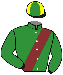 casaque portée par Briand Thé. jockey du cheval de course HALBI, information pmu ZETURF