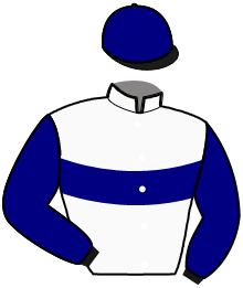 casaque portée par Gelormini G. jockey du cheval de course JACOMO DES BOTS, information pmu ZETURF