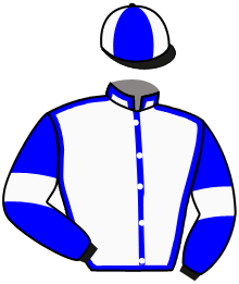 casaque portée par Geffroy Kyl. jockey du cheval de course MACK THE CHEMIST, information pmu ZETURF