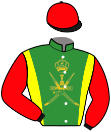 casaque portée par Forest M. jockey du cheval de course MANARAH, information pmu ZETURF