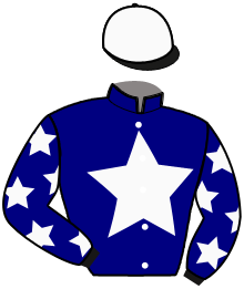 casaque portée par Poulain Mme Aga. jockey du cheval de course JOLIE COSTARDIERE, information pmu ZETURF