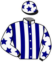 casaque portée par Duvaldestin Théo jockey du cheval de course KISS ATOUT, information pmu ZETURF