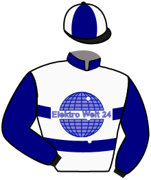 casaque portée par Boutin Hug. jockey du cheval de course SAN FANTASMA, information pmu ZETURF