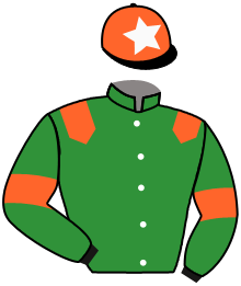 casaque portée par Pouchin A. jockey du cheval de course ALAVESA, information pmu ZETURF