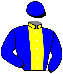 casaque portée par Zuliani L. jockey du cheval de course LIBERTY MAG, information pmu ZETURF