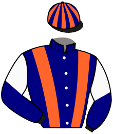 casaque portée par Deville J. jockey du cheval de course KIONA DU SKY, information pmu ZETURF