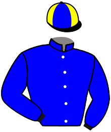 casaque portée par Pouchin A. jockey du cheval de course LA PAMPA, information pmu ZETURF