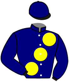 casaque portée par Pouchin A. jockey du cheval de course KULLAZAIN, information pmu ZETURF
