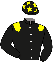 casaque portée par De Giles F. jockey du cheval de course KIFF ME FIVE, information pmu ZETURF