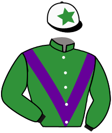 casaque portée par Desmard May. jockey du cheval de course BENVENUTO, information pmu ZETURF
