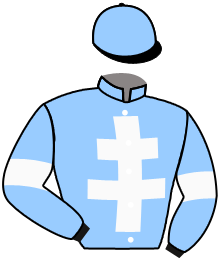 casaque portée par Bureller E. jockey du cheval de course BLACK MILORD TAVEL, information pmu ZETURF