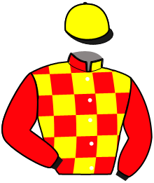 casaque portée par Tugend F. jockey du cheval de course MEJANES, information pmu ZETURF