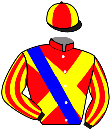 casaque portée par Mekouche Mlle A. jockey du cheval de course ORISSON, information pmu ZETURF