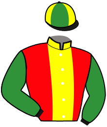 casaque portée par Dupre P. jockey du cheval de course HIPPIE DU BREIL, information pmu ZETURF