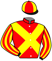 casaque portée par Henderson T. jockey du cheval de course BASHEER, information pmu ZETURF