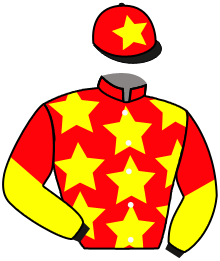 casaque portée par Verhestraeten E. jockey du cheval de course AQUACELL, information pmu ZETURF